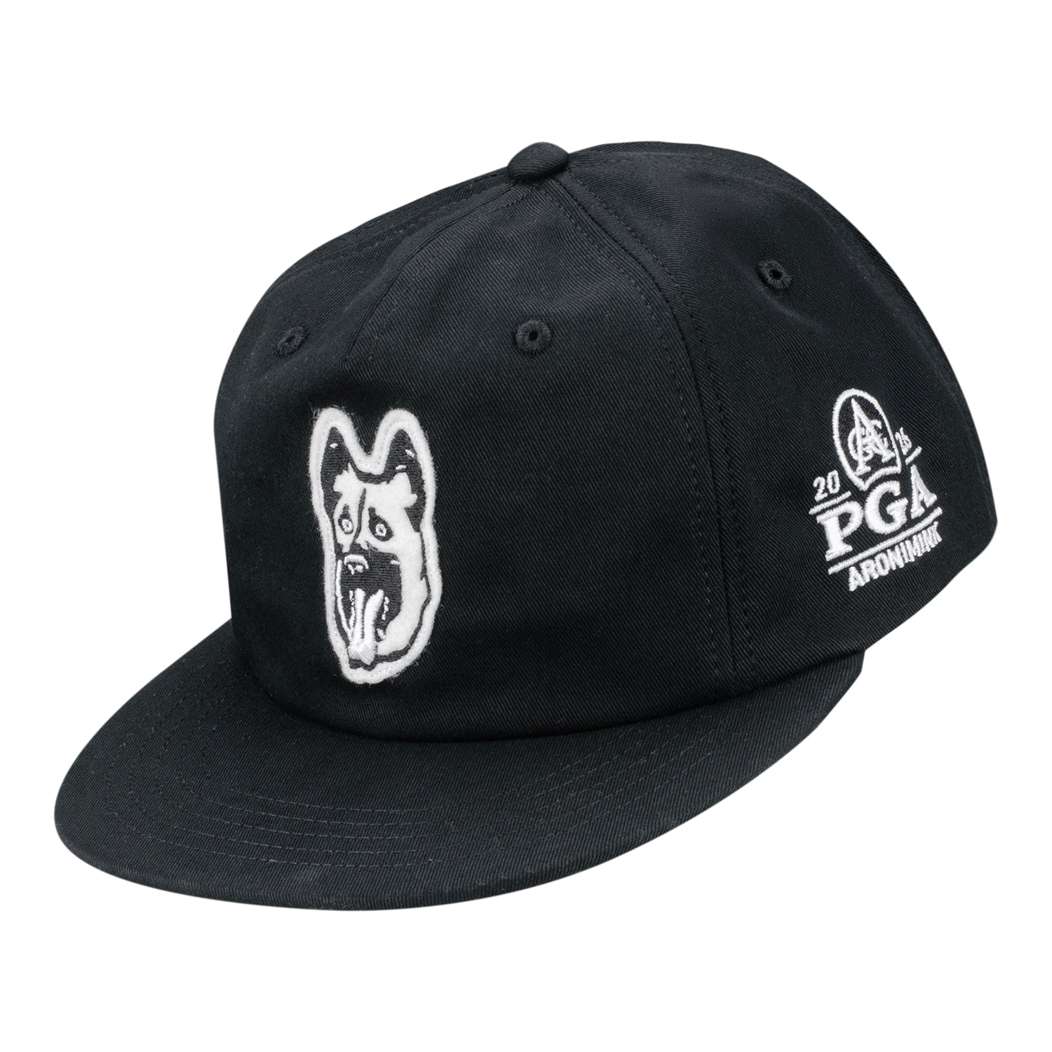 Underdog 2026 PGA Championship Vintage Hungry Dog Flatbill Hat in Black - Angled Front Left View