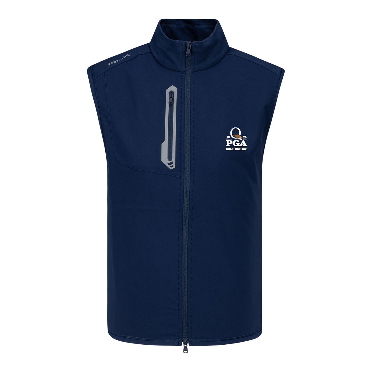 Ralph Lauren 2025 PGA Championship Tech Terry Full Zip Vest in Refined Navy - Front View