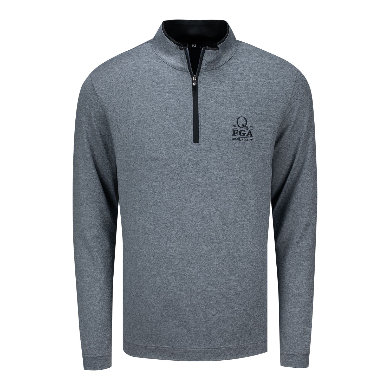 FootJoy 2025 PGA Championship Lightweight Heather Quarter Zip in Charcoal - Front View