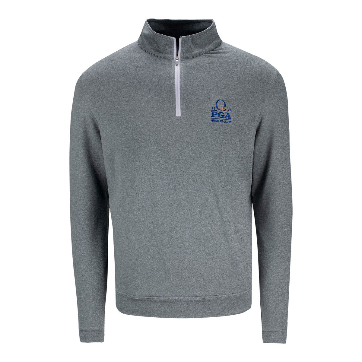 Peter Millar 2025 PGA Championship Melange Perth Quarter Zip in Smoke - Front View