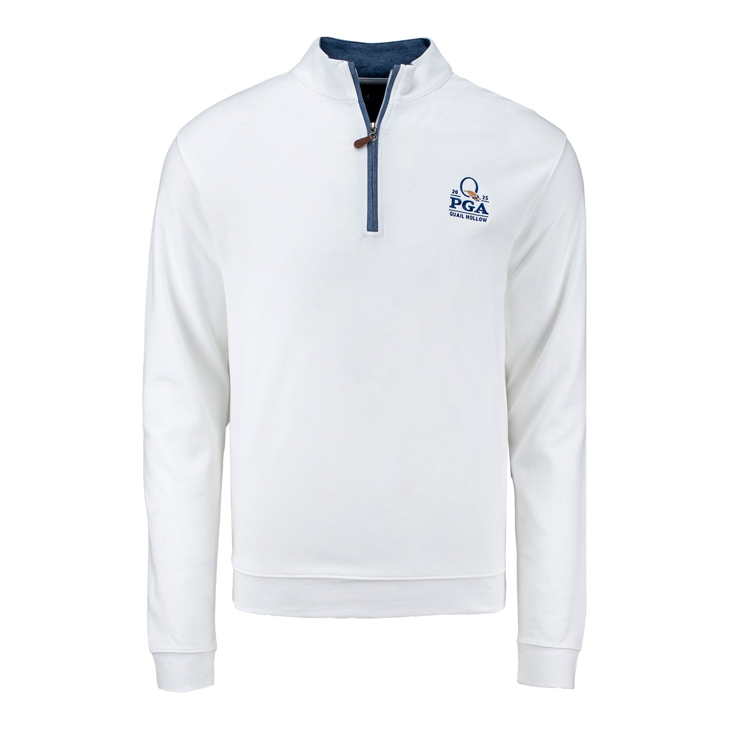 Johnnie-O 2025 PGA Championship Sully Cotton Quarter Zip in White - Front View