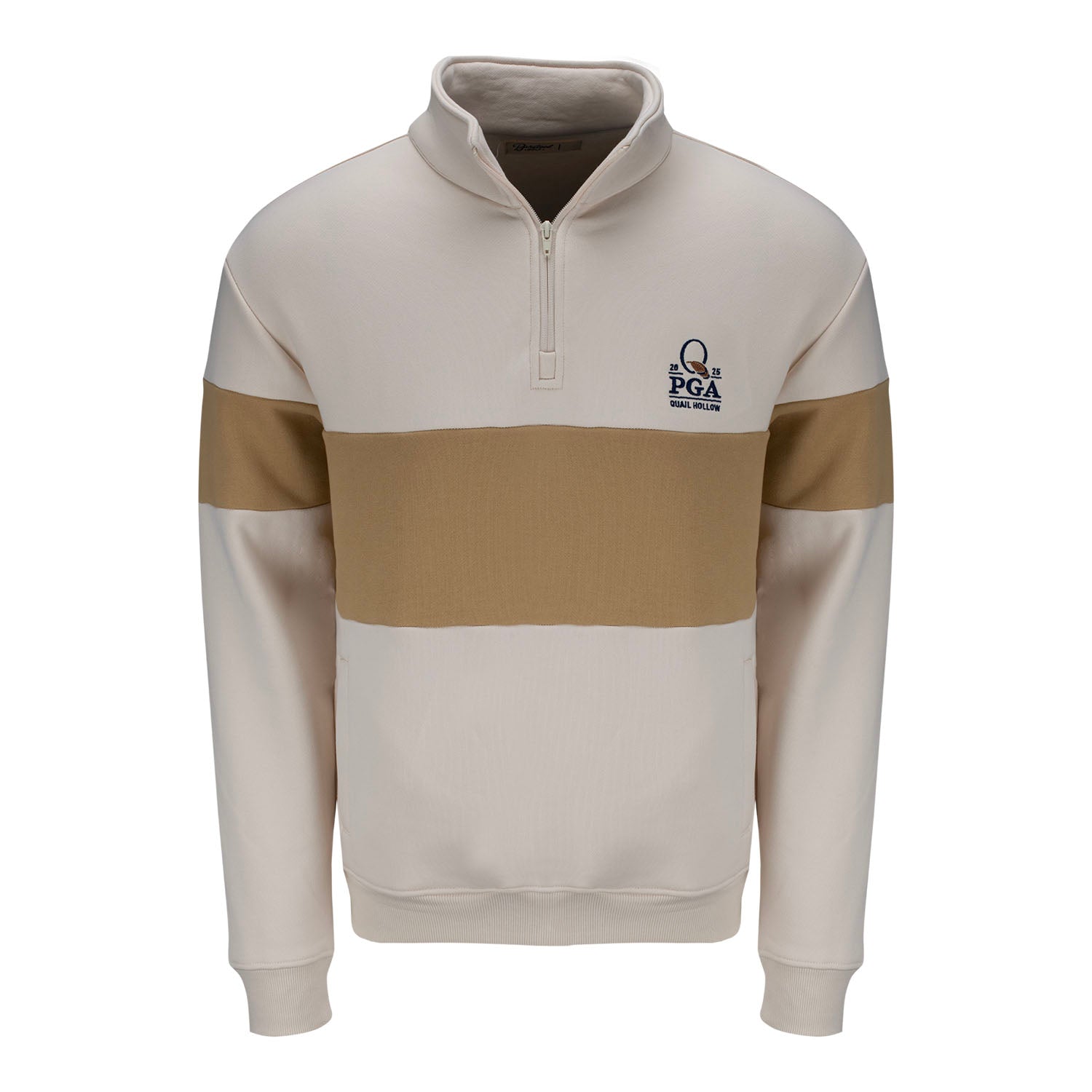 Barstool 2025 PGA Championship College Quarter Zip in Beige - Front View