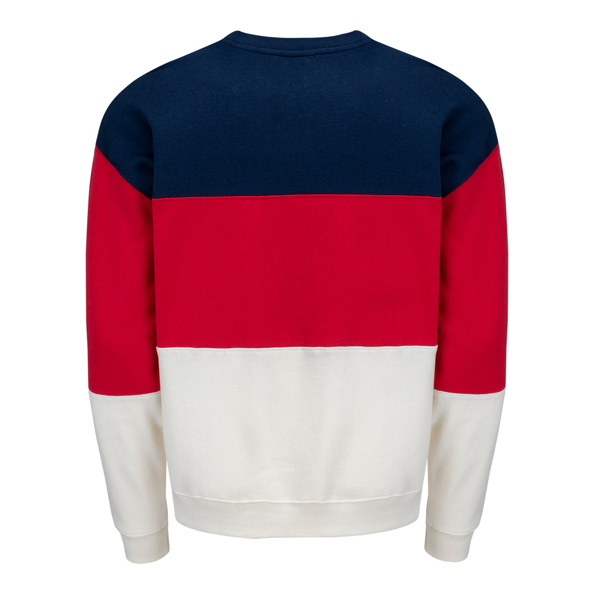 &#39;47 Brand 2025 PGA Championship On Five Maximalist Crew Sweatshirt in Atlas Blue, Racer Red, and White - Back View