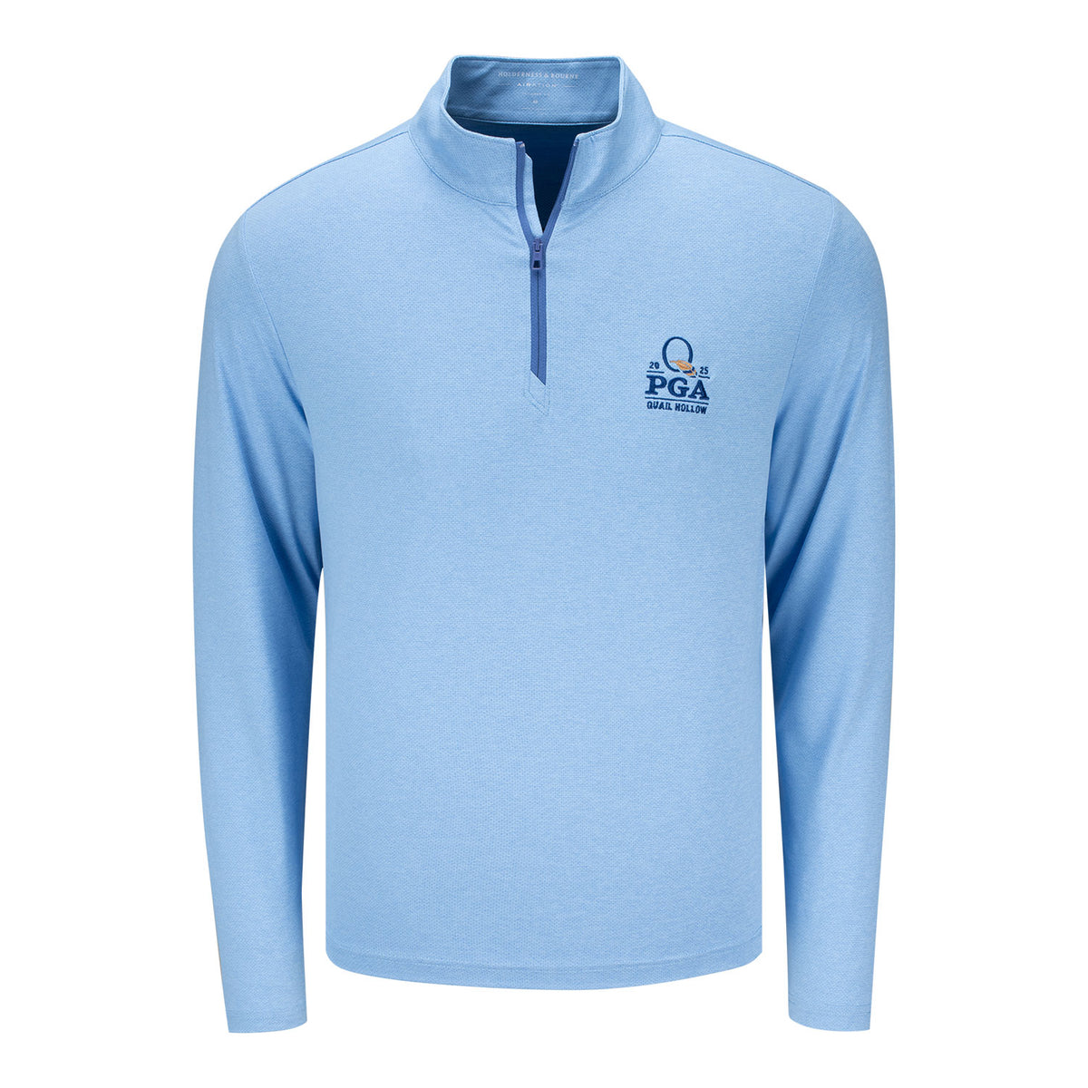 Holderness &amp; Bourne 2025 PGA Championship Bell Performance Quarter Zip in Heather Skye Blue - Front View