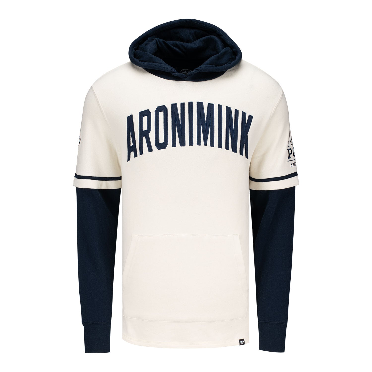 '47 Brand 2026 PGA Championship Trifecta Shortstop Pullover Hoodie in Cream and Fall Navy - Front View
