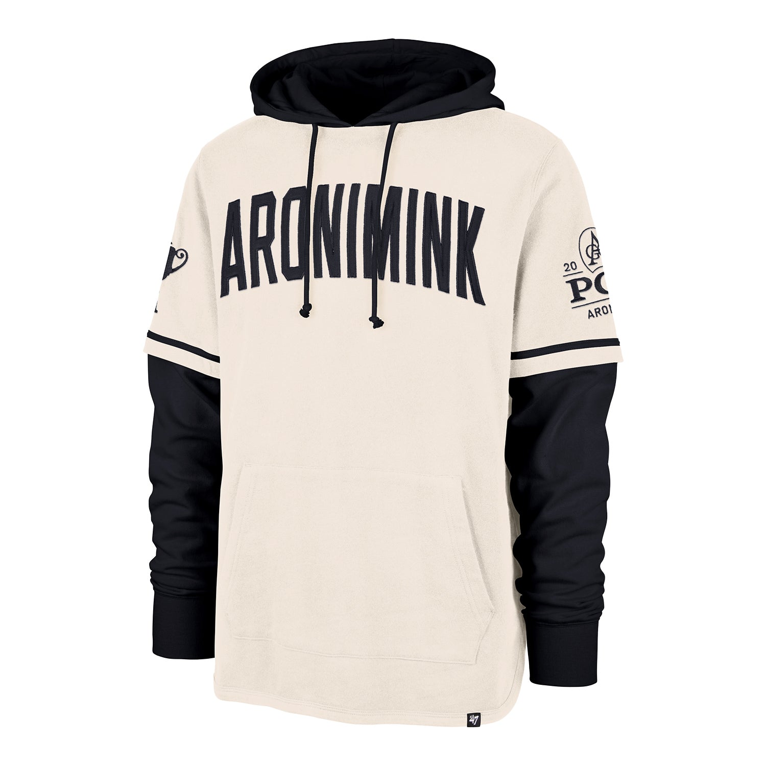 '47 Brand 2026 PGA Championship Trifecta Shortstop Pullover Hoodie in Cream and Fall Navy - Front View