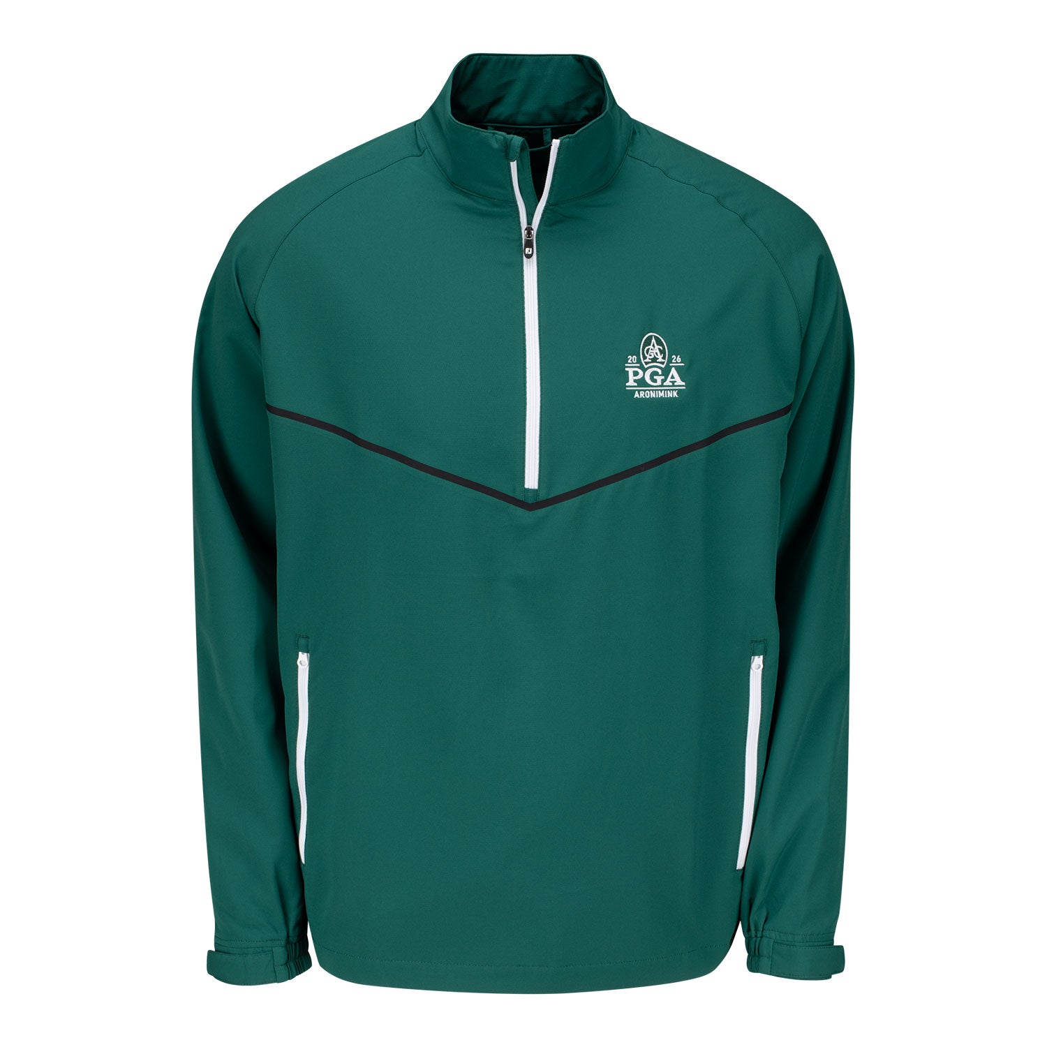 FootJoy 2026 PGA Championship Zephyr Long Sleeve Wind Shirt in Forest Green - Front View