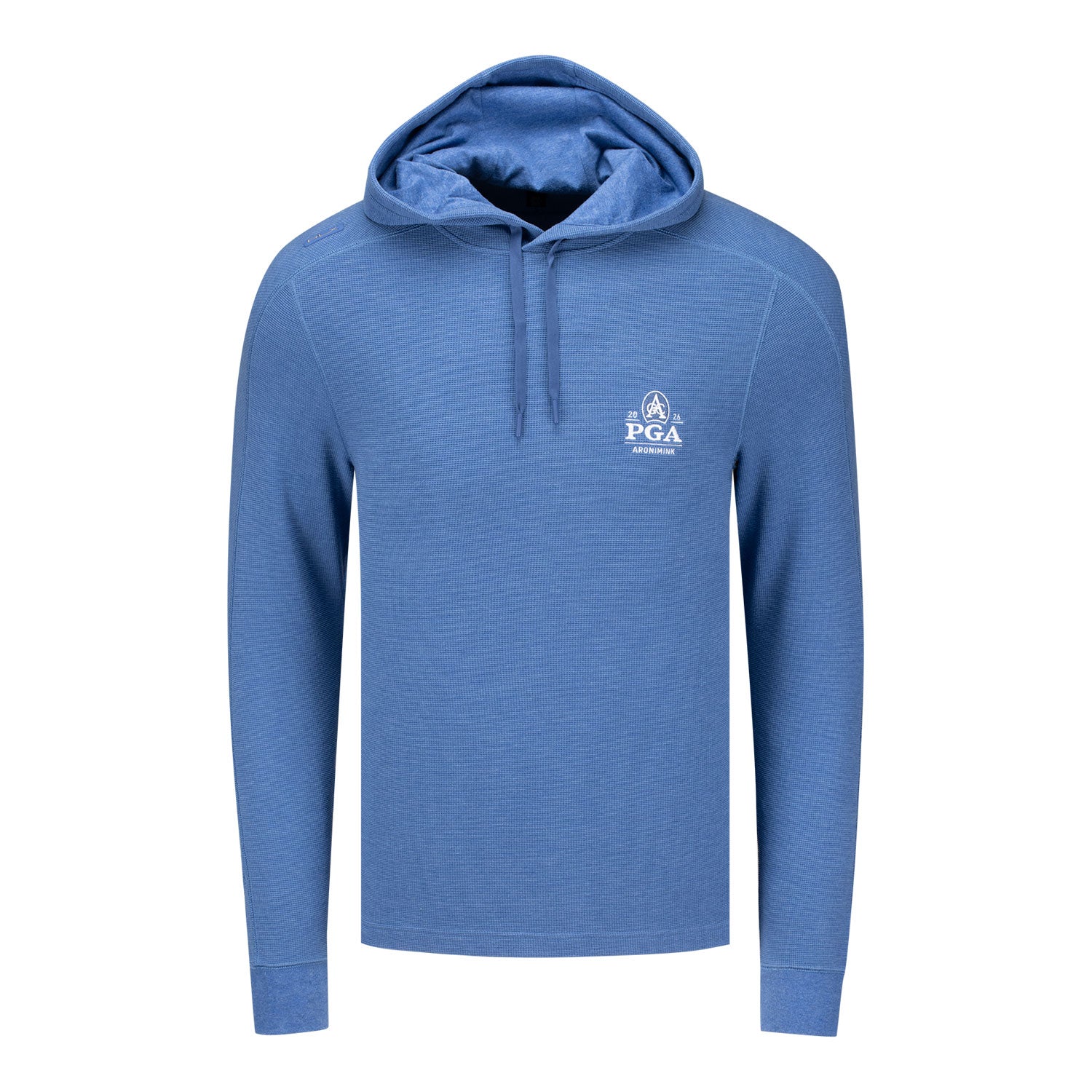 Ralph Lauren 2026 PGA Championship Tech Waffle Knit Hoodie in Fog Blue Heather - Front View