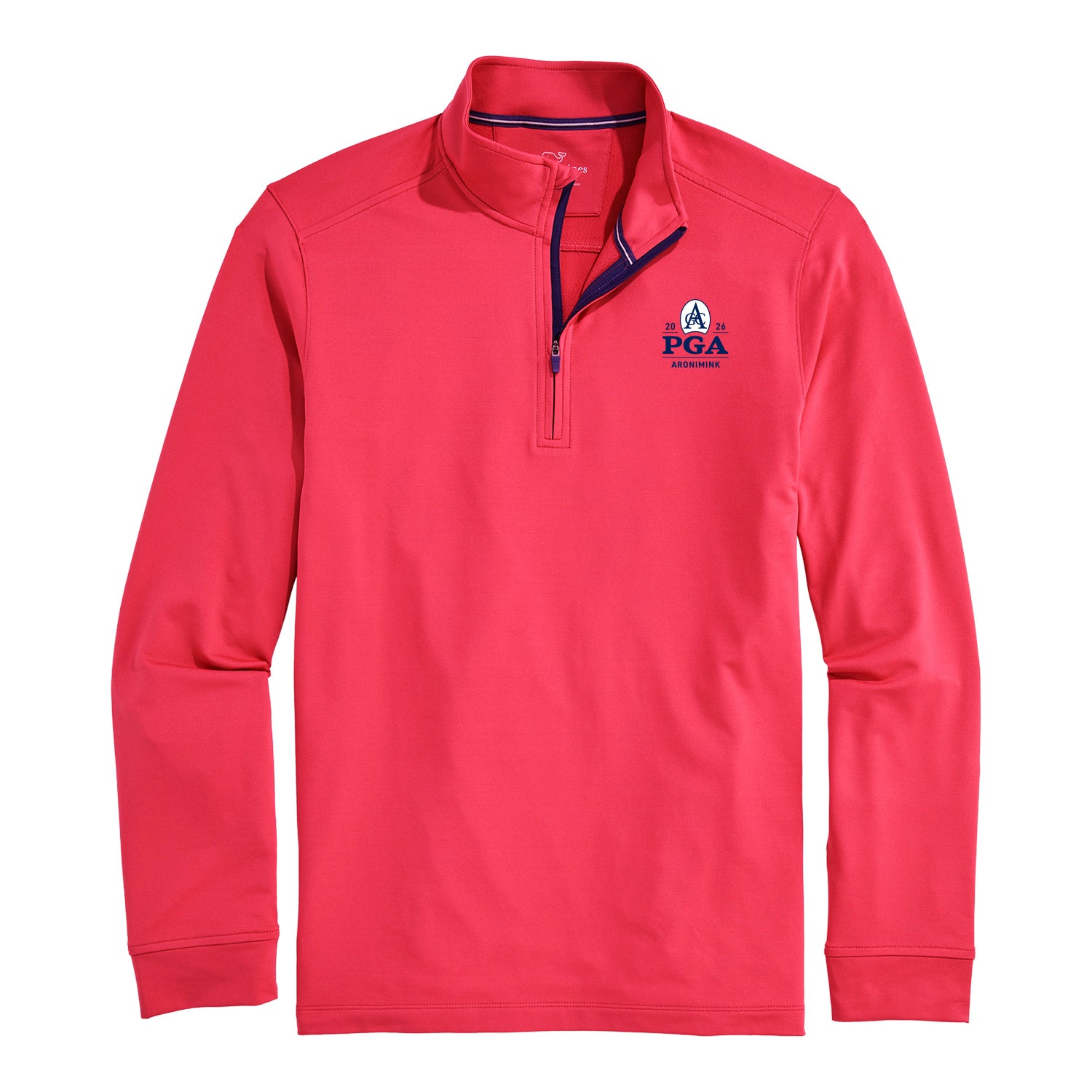 Vineyard Vines 2026 PGA Championship Performance Clubhouse Quarter Zip in Mariner Red - Front
