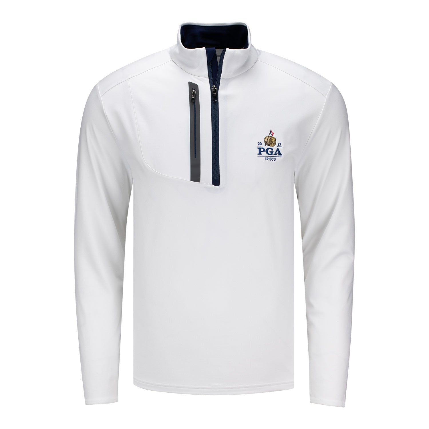 Ralph Lauren 2027 PGA Championship Luxury Performance Driver Quarter Zip Pullover in Ceramic White - Front View