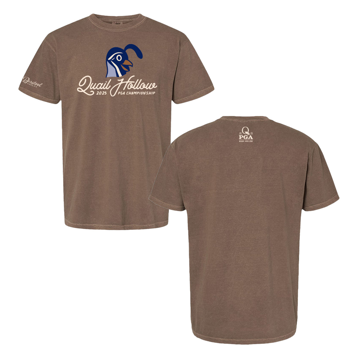 Barstool 2025 PGA Championship Quail Hollow T-Shirt in Espresso - Front and Back View