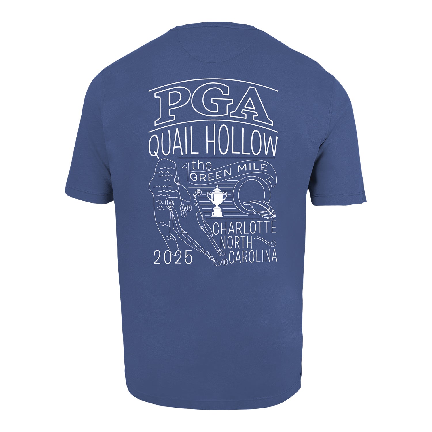 Ahead 2025 PGA Championship Green Mile T-Shirt in Oceana Blue - Back View