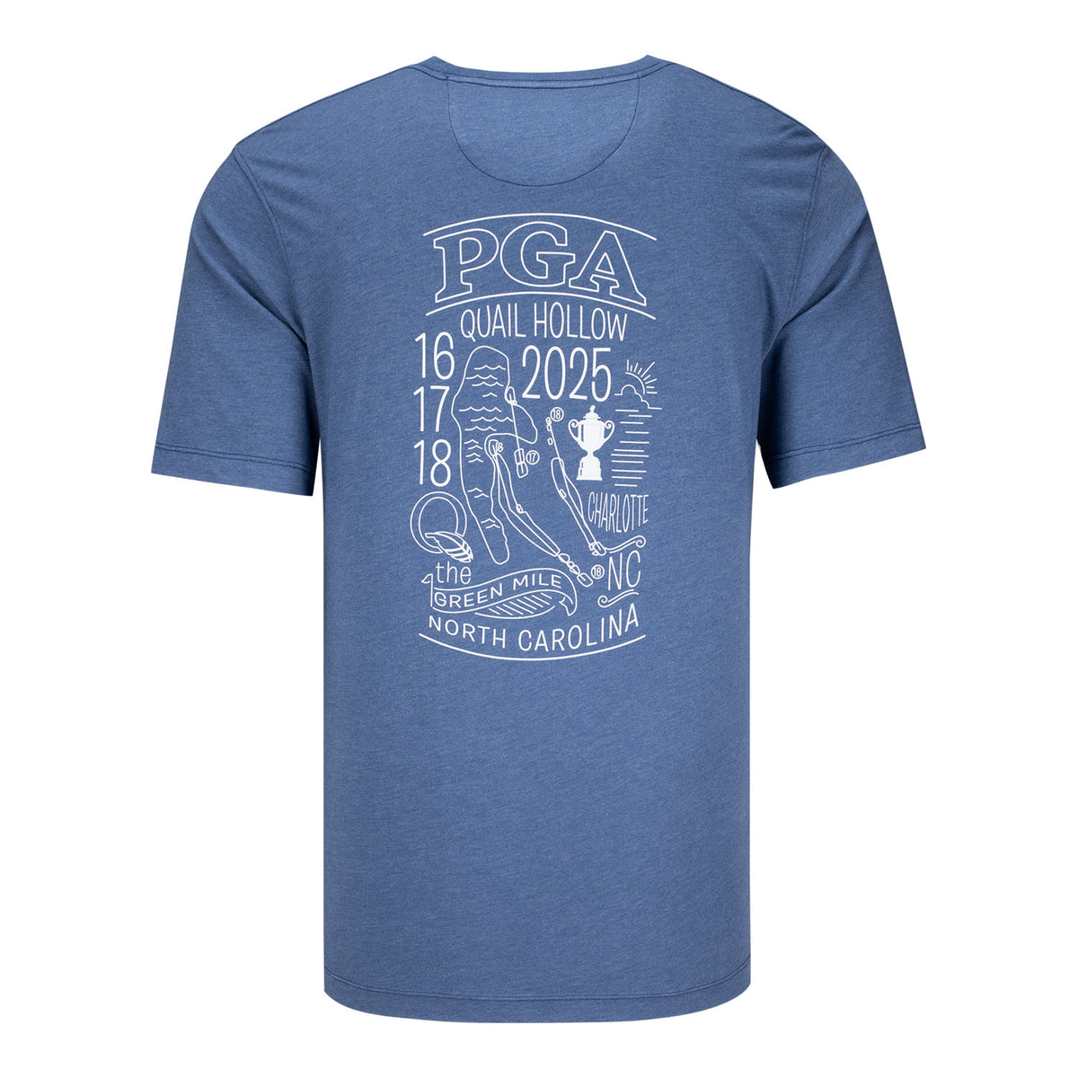 Ahead 2025 PGA Championship Green Mile T-Shirt in Oceana Blue - Back View