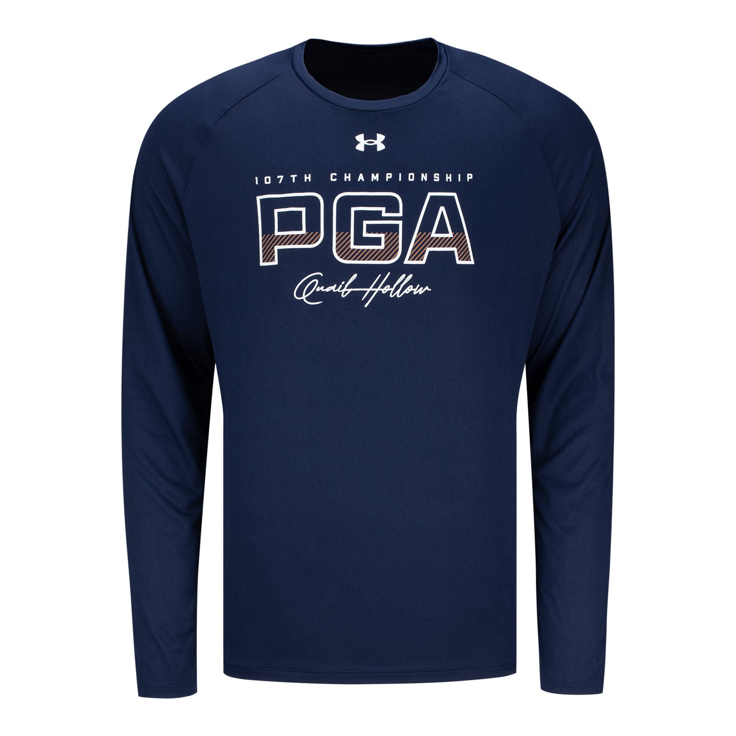 Under Armour 2025 PGA Championship 107th Text Long Sleeve Shirt in Midnight Navy - Front View