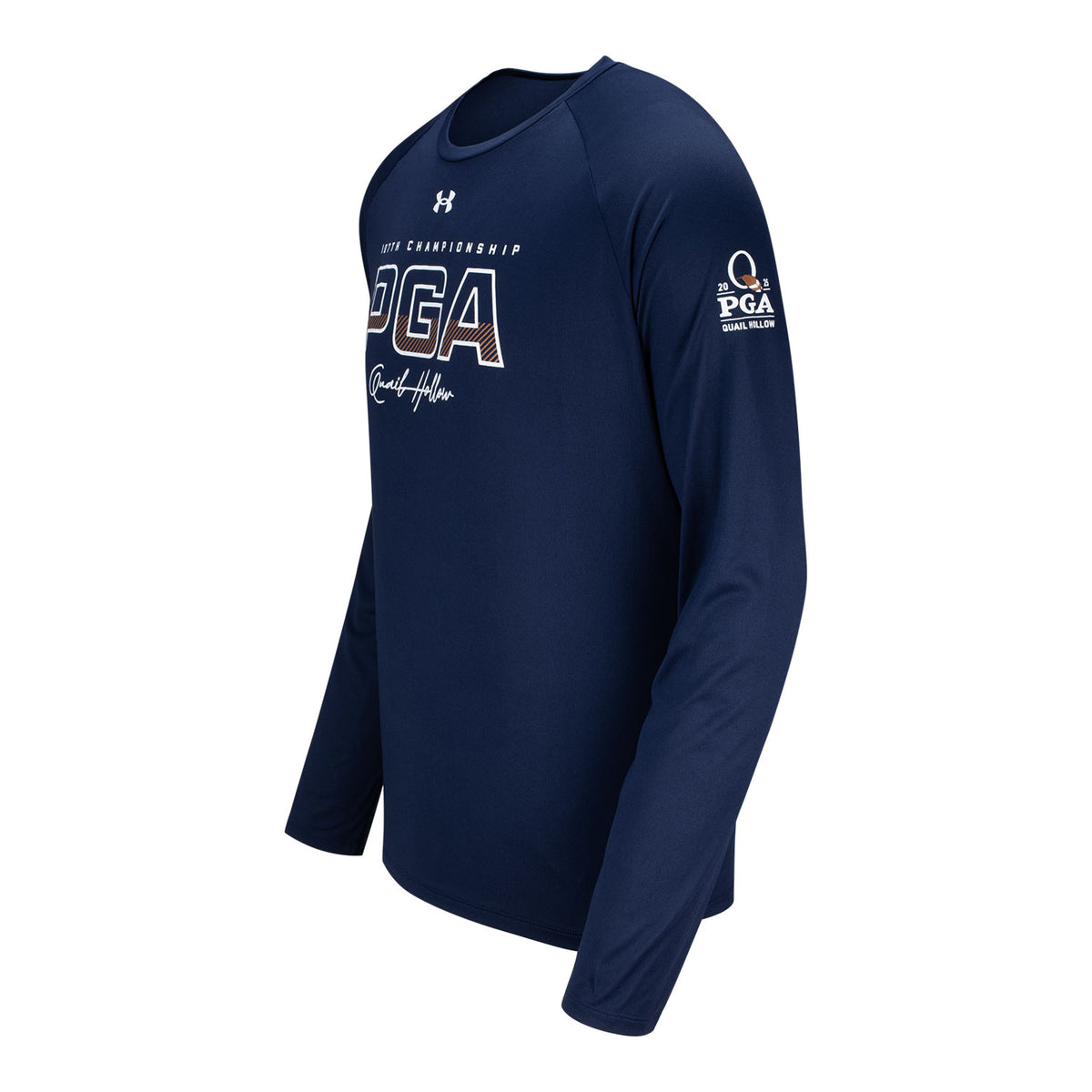 Under Armour 2025 PGA Championship 107th Text Long Sleeve Shirt in Midnight Navy - Left Side View