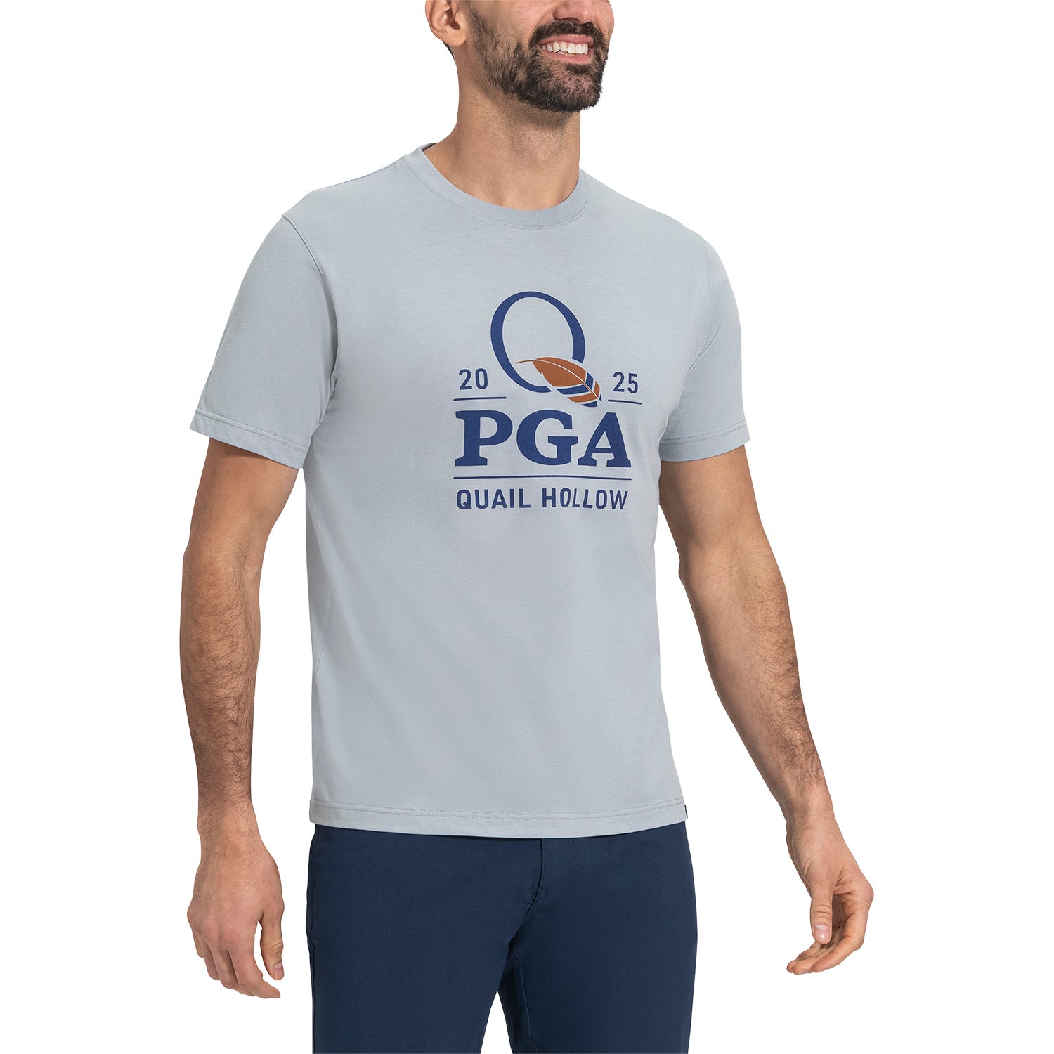 FootJoy 2025 PGA Championship Checkered Flag T-Shirt in Grey - Modeled Back Close Up