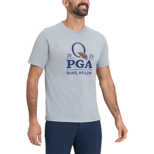 FootJoy 2025 PGA Championship Checkered Flag T-Shirt in Grey - Modeled Front View