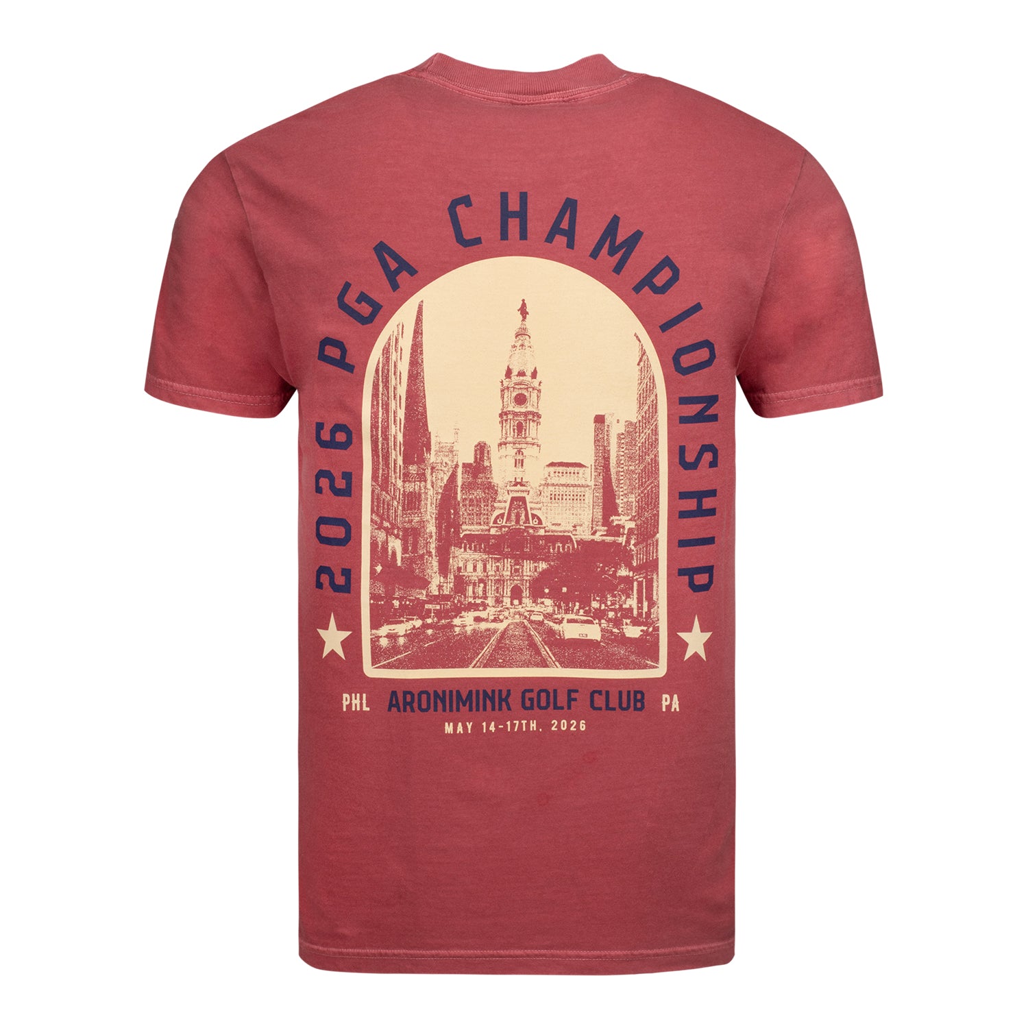 Barstool 2026 PGA Championship Philly City Hall T-Shirt in Red - Back View