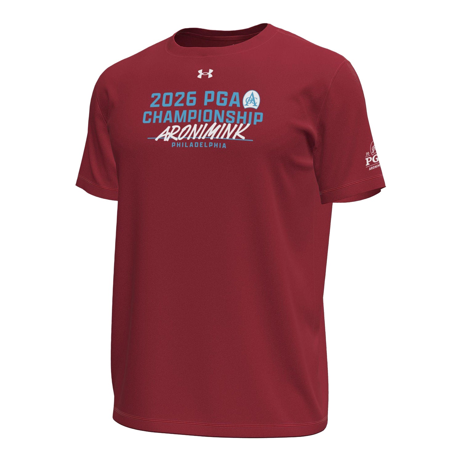 Under Armour 2026 PGA Championship Tech Stretch Aronimink T-Shirt in Cardinal Red - Front View
