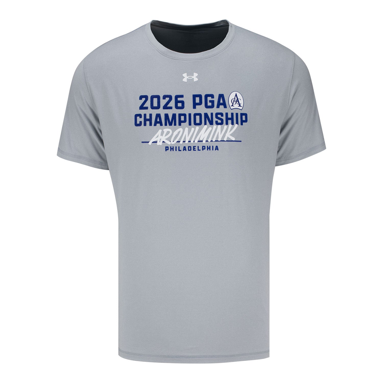 Under Armour 2026 PGA Championship Tech Stretch T-Shirt in Grey - Front View