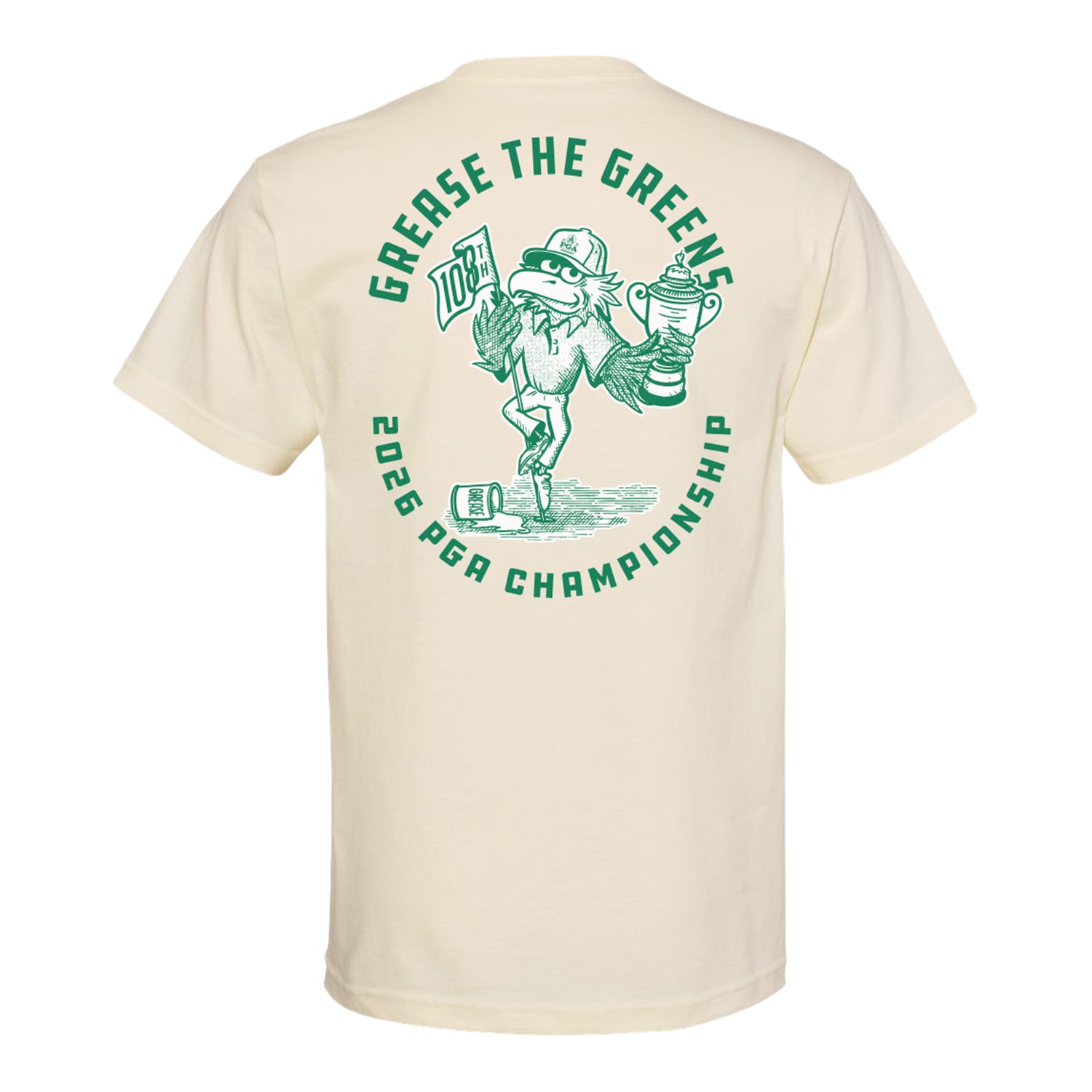 Underdog 2026 PGA Championship Grease the Greens T-Shirt in Cream - Back View