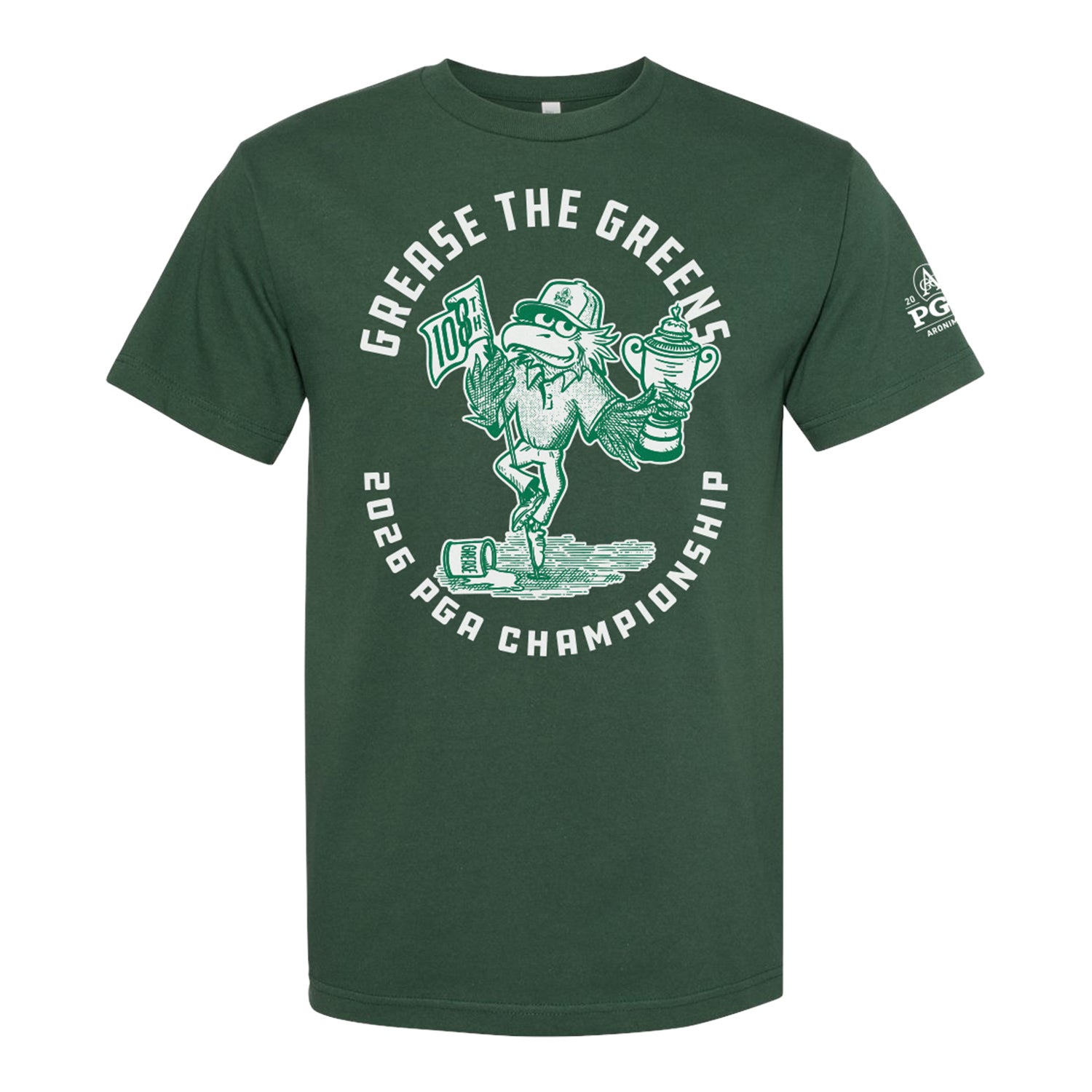 Underdog 2026 PGA Championship Eagle Mascot T-Shirt in Green - Front View