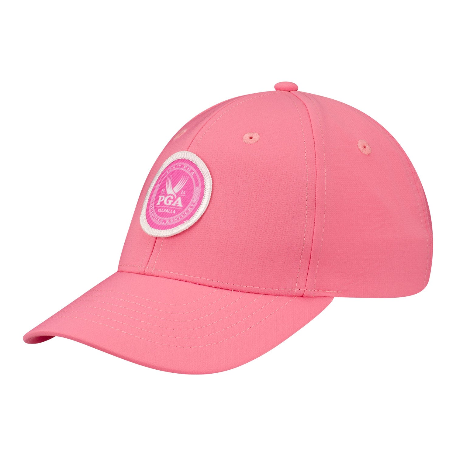 Garb 2024 PGA Championship Youth Hat with Sublimated Patch in Pink - Angled Front Left View