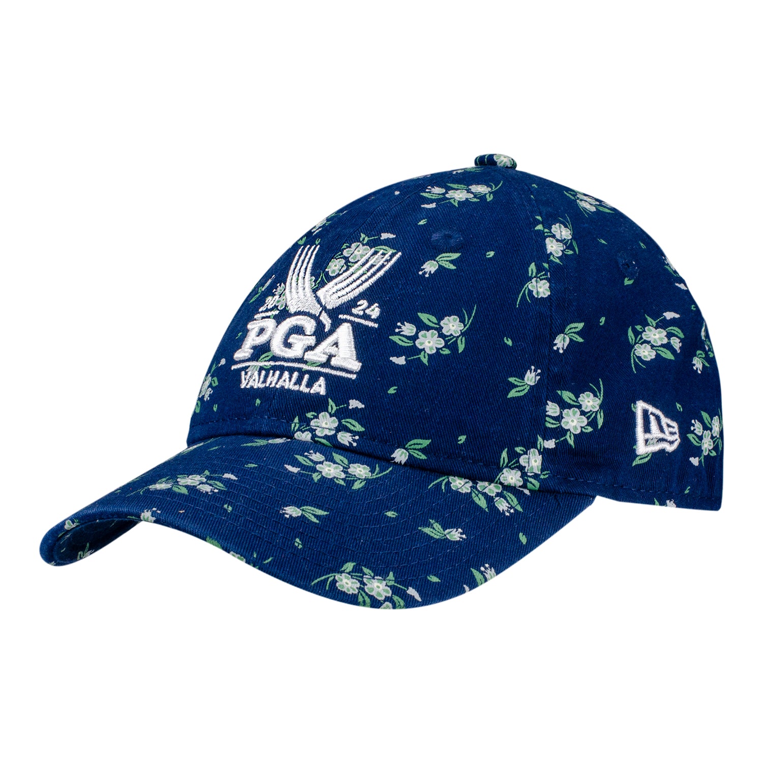 New Era 2024 PGA Championship Youth Bloom Hat in Navy - Angled Front Left View
