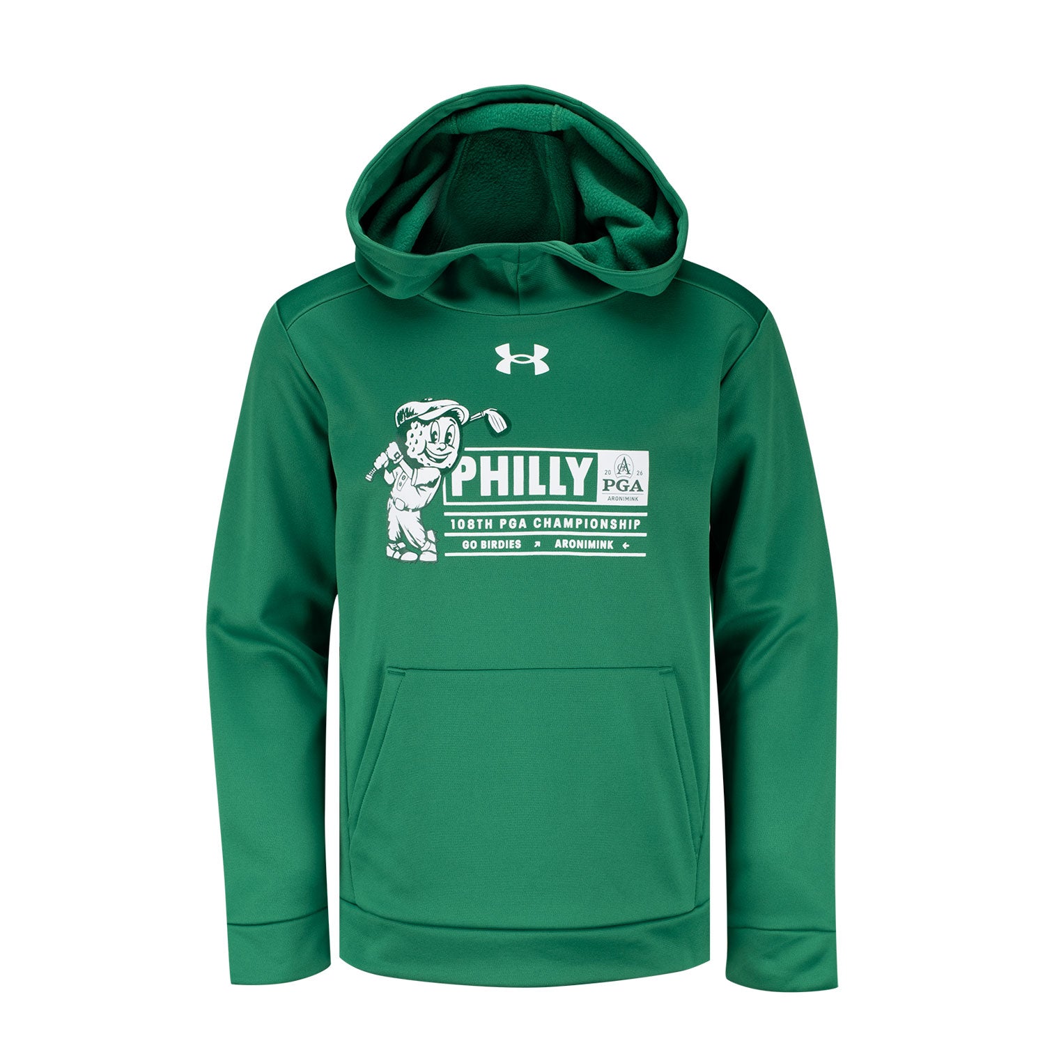 Under Armour 2026 PGA Championship Youth Armour Fleece Hoodie in Kelly Green - Front View