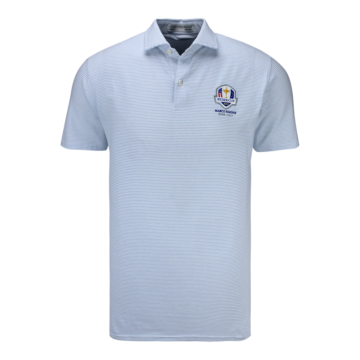 Holderness & Bourne The Nagel 2023 Ryder Cup Polo in Blue- Front View