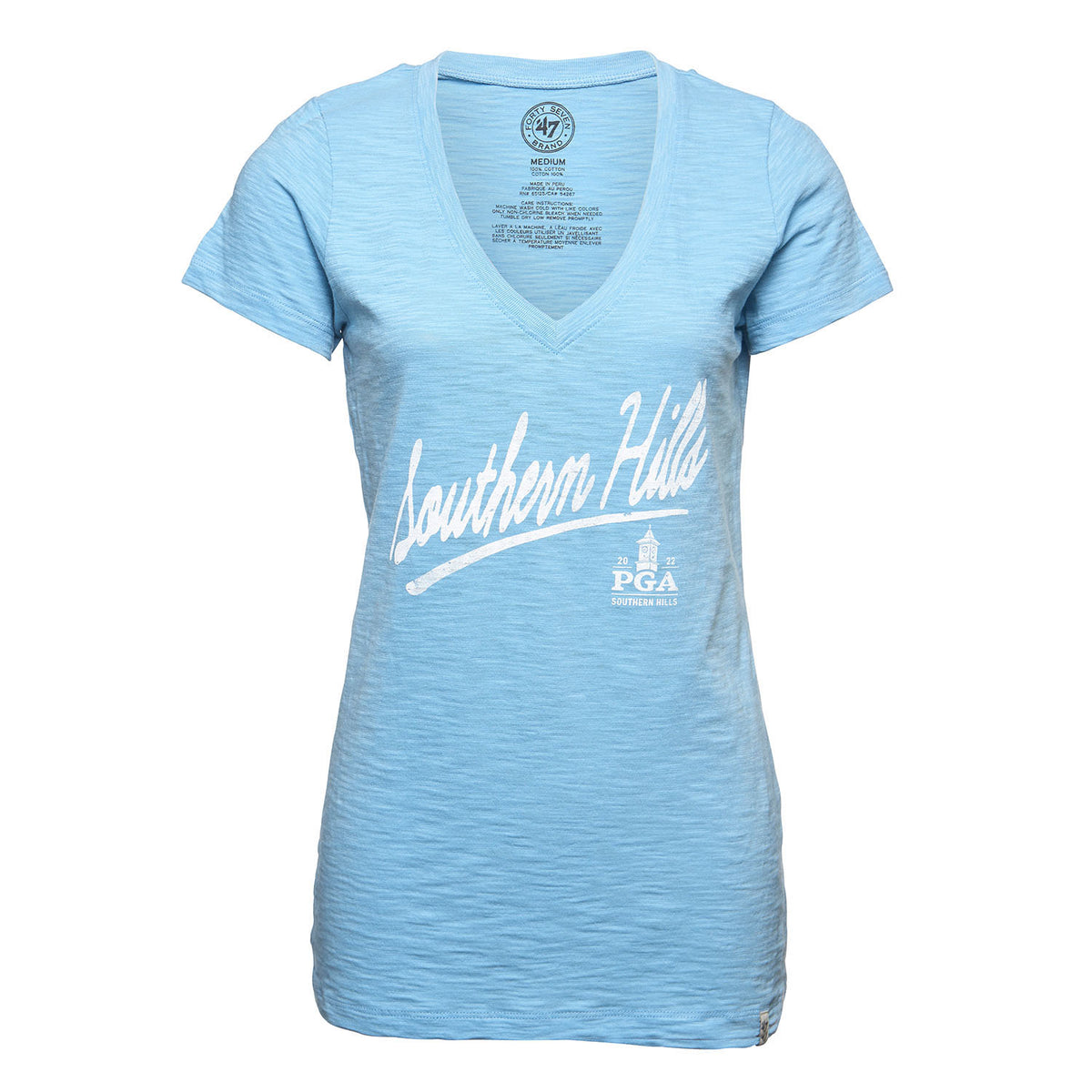 47 Brand Women&#39;s Scrum V-Neck T-Shirt in Blue- Front View