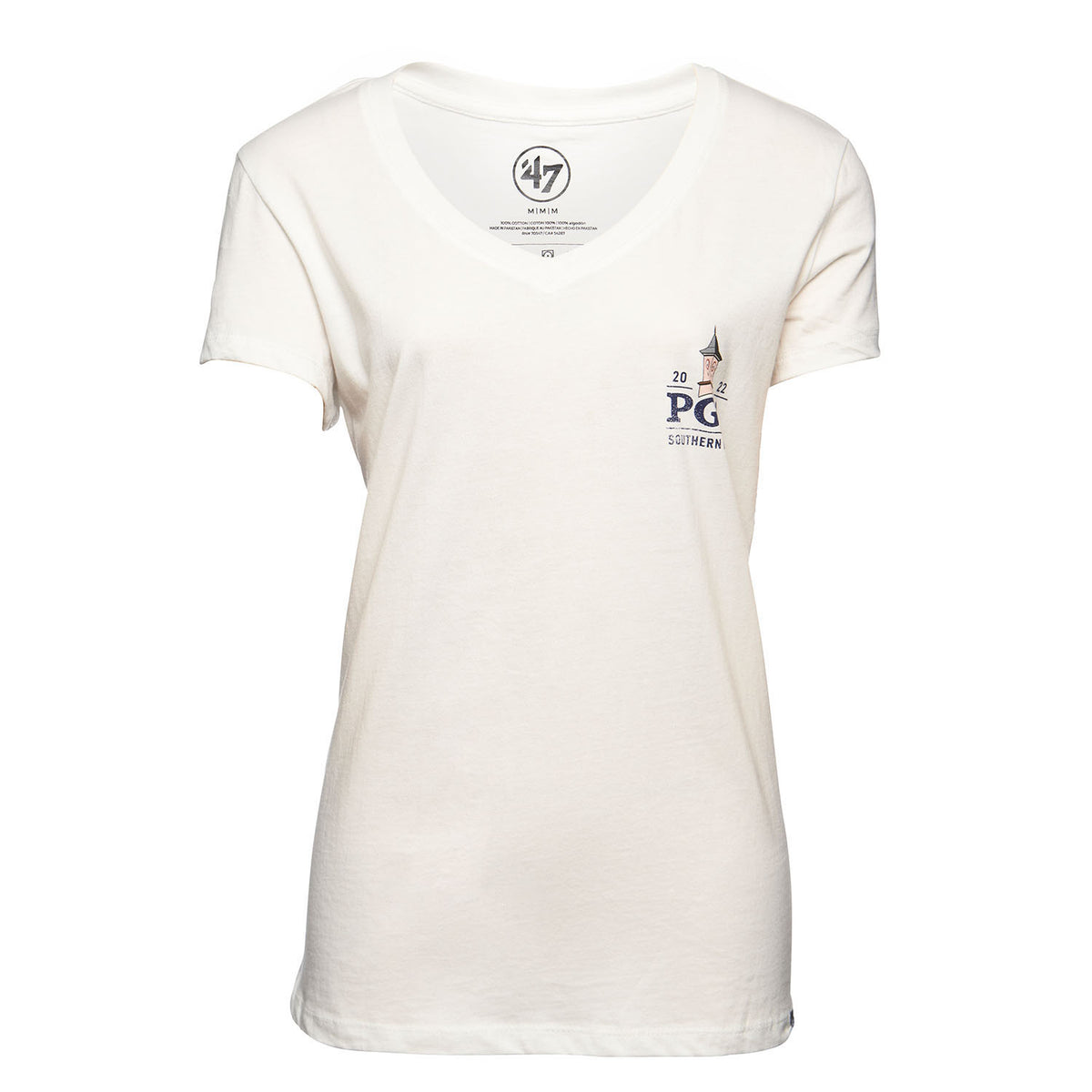 47 Brand Women&#39;s Imprint Ultra V-Neck T-Shirt in White- Front View