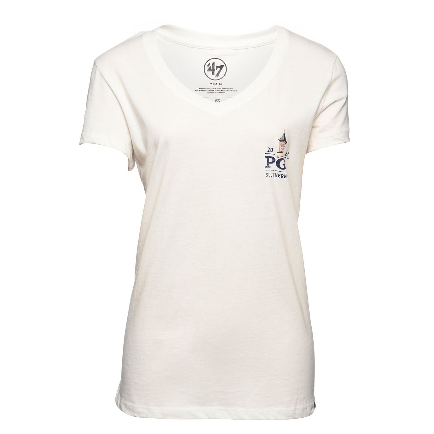 47 Brand Women's Imprint Ultra V-Neck T-Shirt in White- Front View
