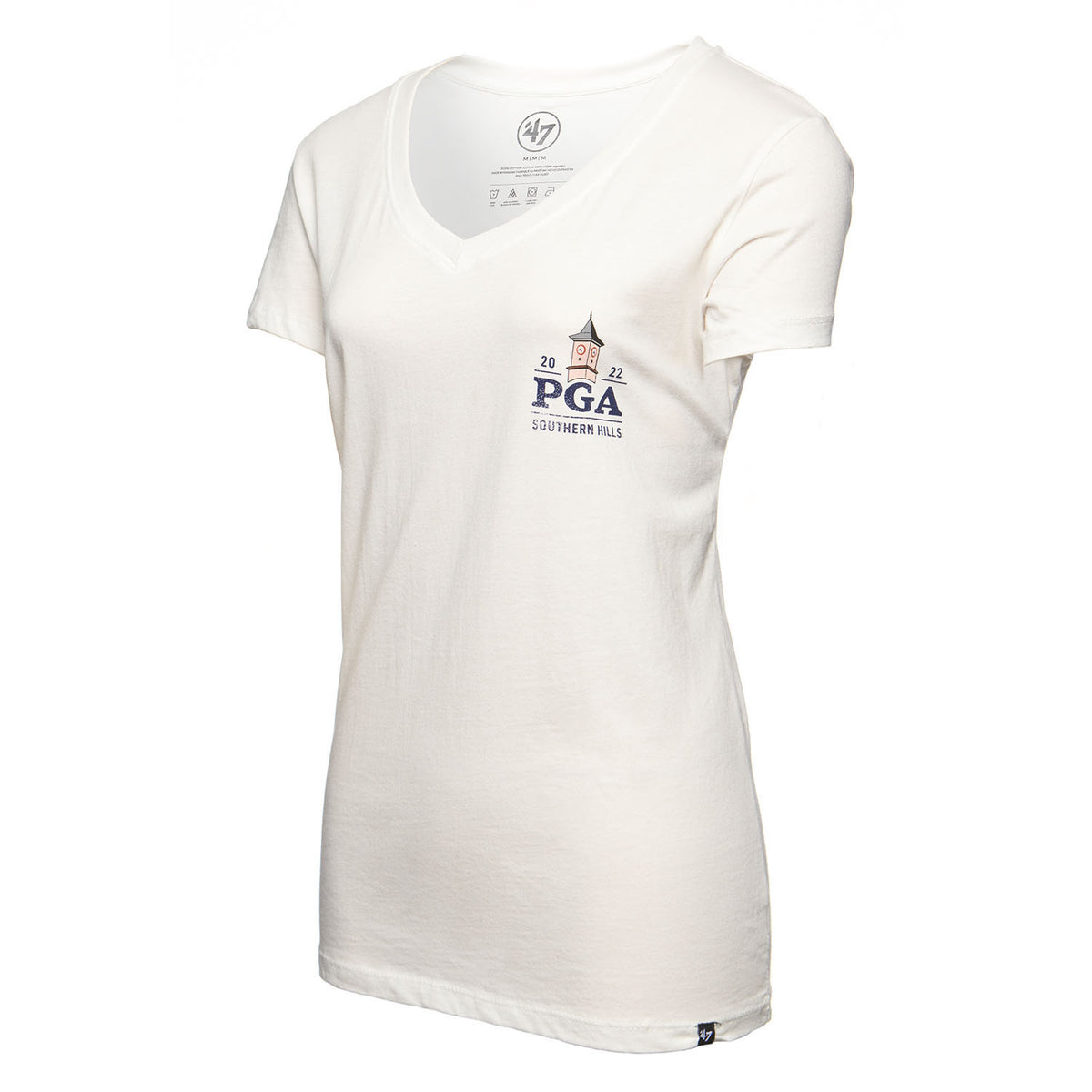 47 Brand Women&#39;s Imprint Ultra V-Neck T-Shirt in White- Side View