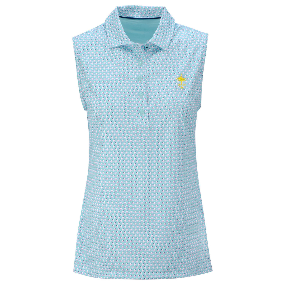 Ryder Cup Peter Millar Women&#39;s perfect Fit Performance Sleeveless Polo in Blue- Front View
