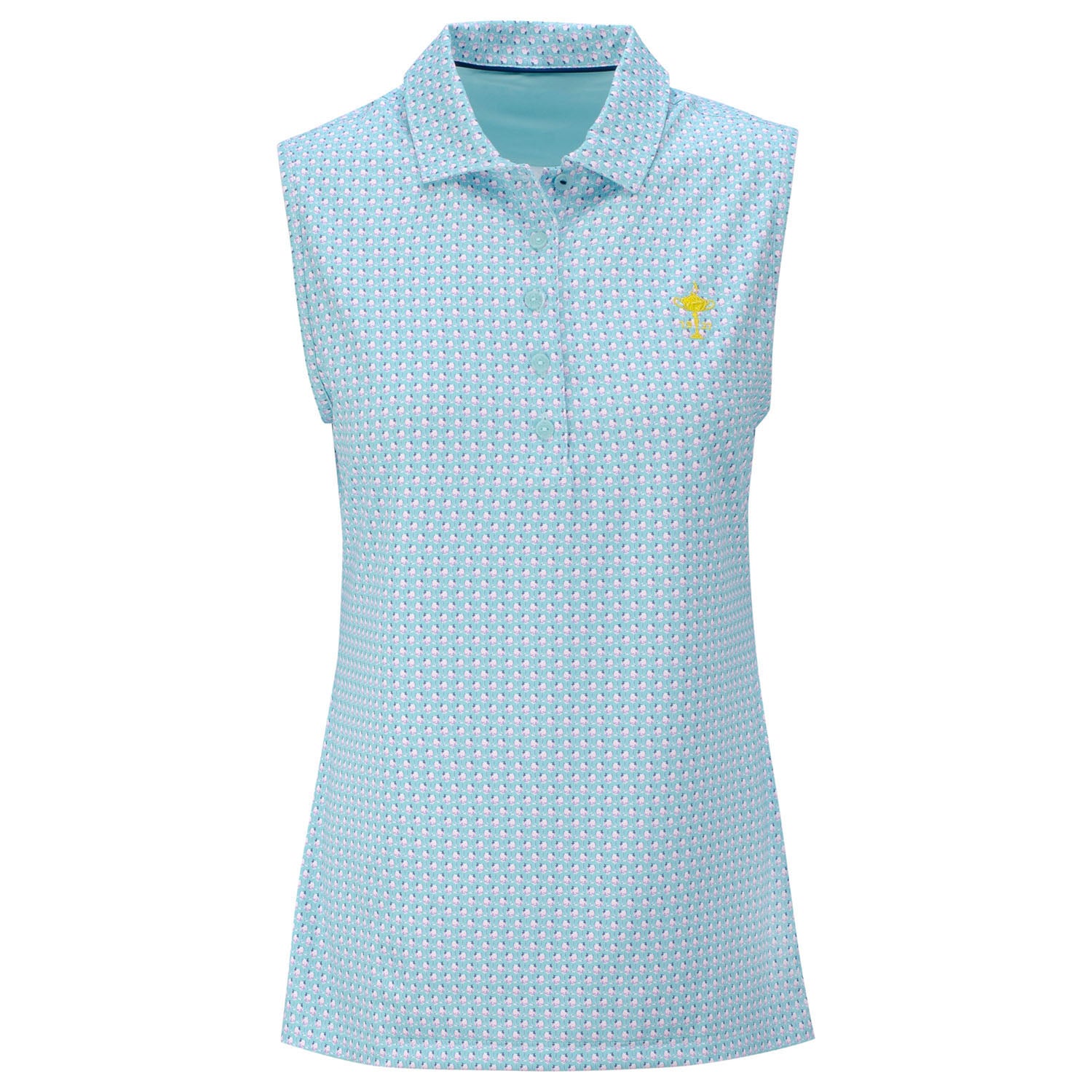Ryder Cup Peter Millar Women's perfect Fit Performance Sleeveless Polo in Blue- Front View