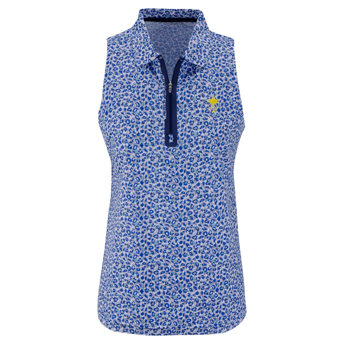 Ryder Cup Peter Millar Women&#39;s Carner Zip Neck Polo in Blue- Front View