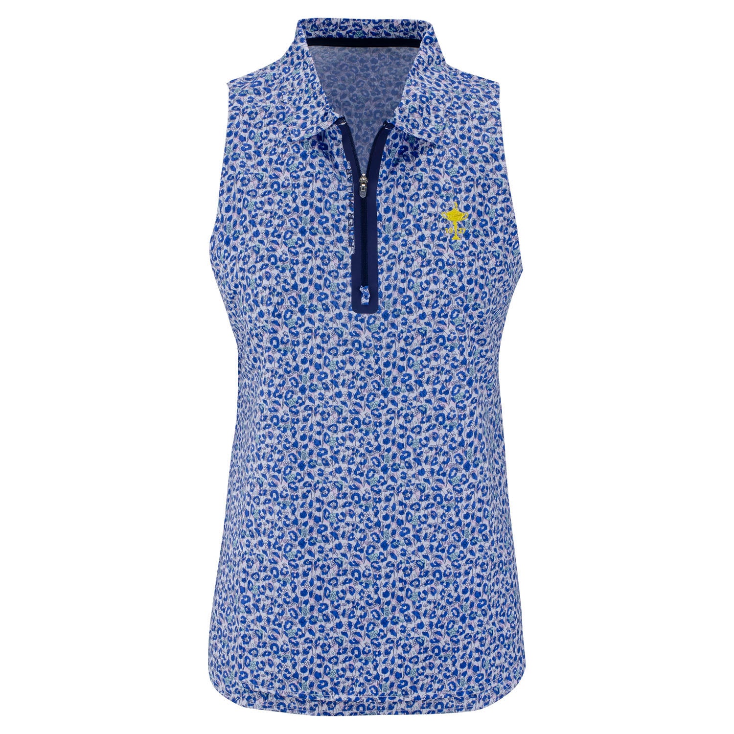 Ryder Cup Peter Millar Women's Carner Zip Neck Polo in Blue- Front View