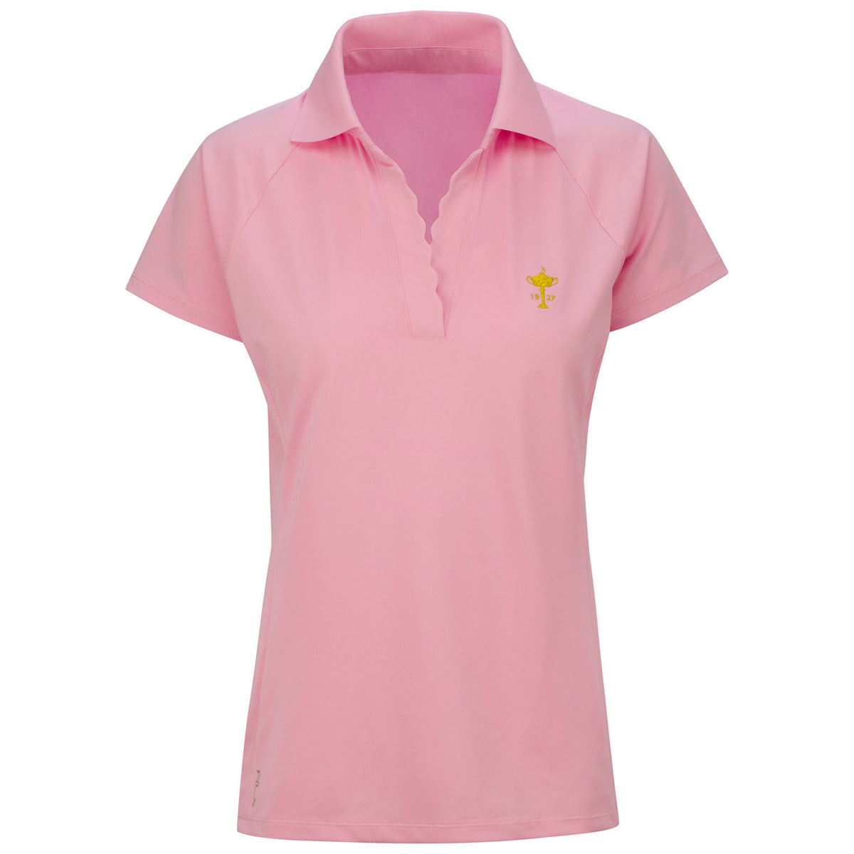 Ryder Cup Ralph Lauren Women&#39;s Short Sleeve Scallop Placket in Pink- Front View