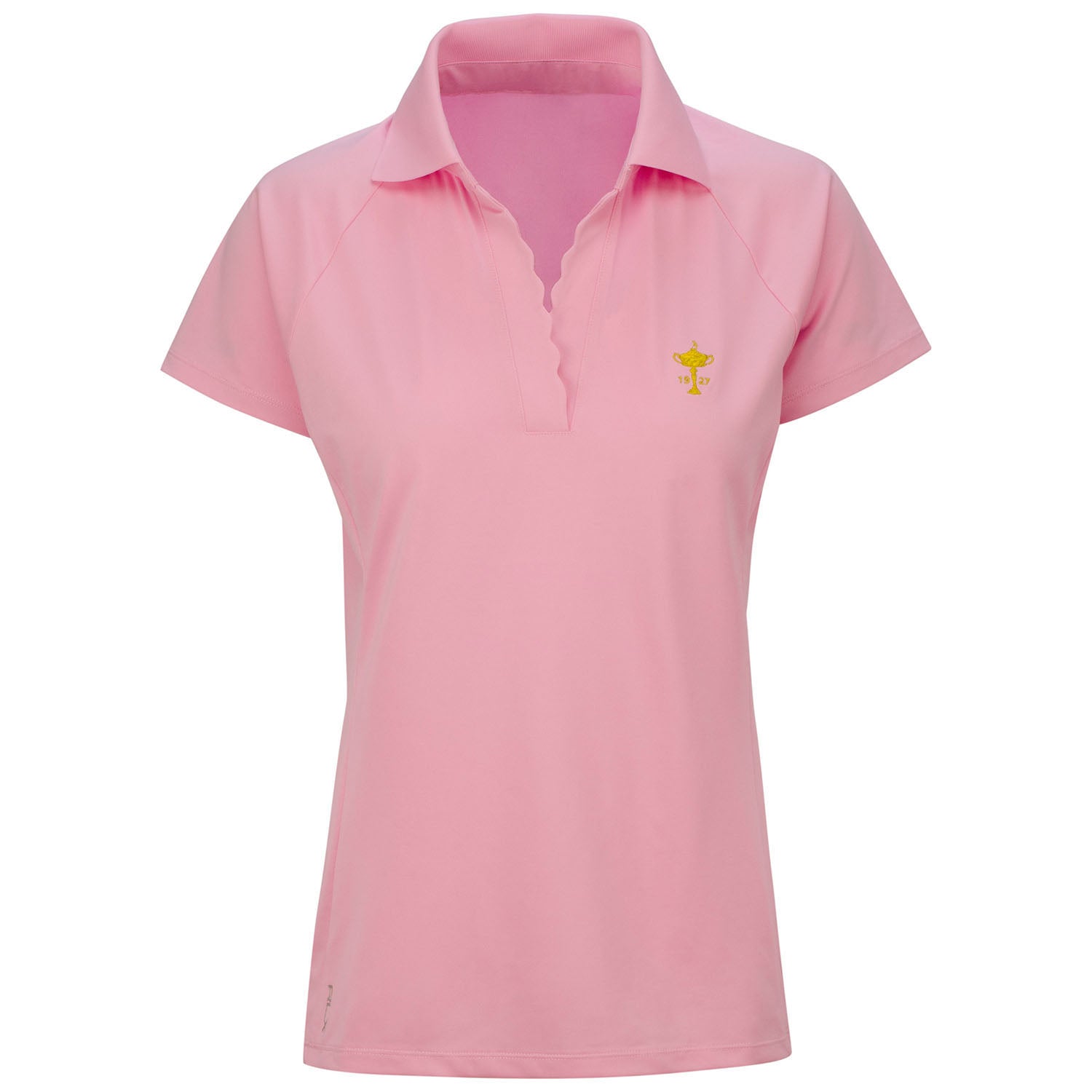 Ryder Cup Ralph Lauren Women's Short Sleeve Scallop Placket in Pink- Front View