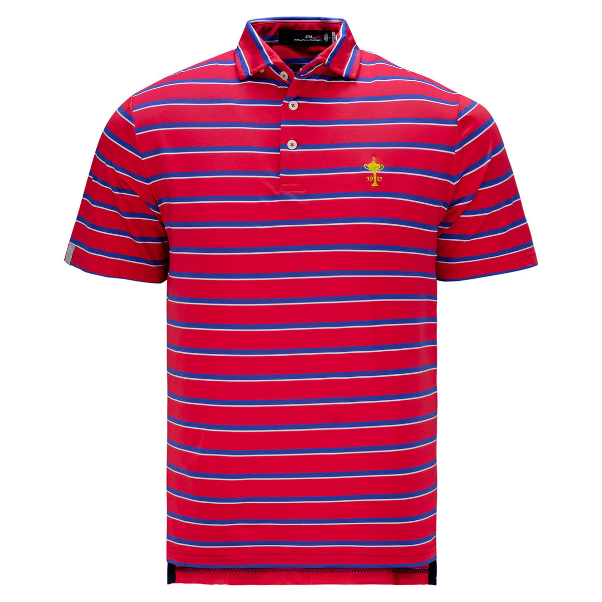 Ryder Cup Ralph Lauren Lightweight Wide Multi Stripe Polo in Red- Front View