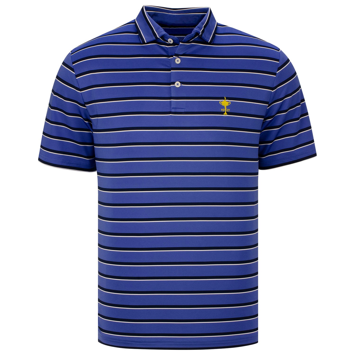 Ryder Cup Ralph Lauren Lightweight Wide Multi Stripe Polo in Blue- Front View