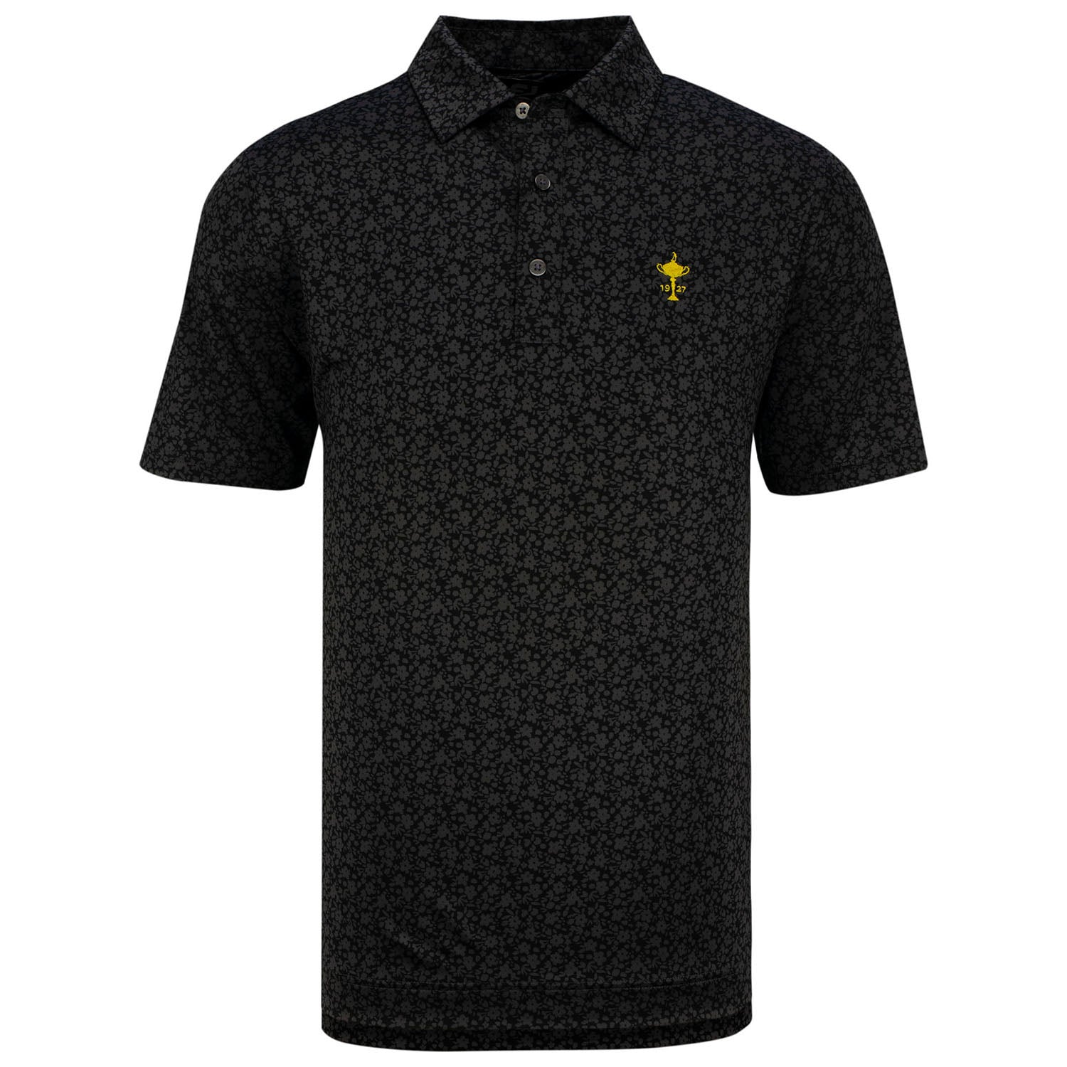 Ryder Cup FootJoy Floral Print Polo in Black- Front View
