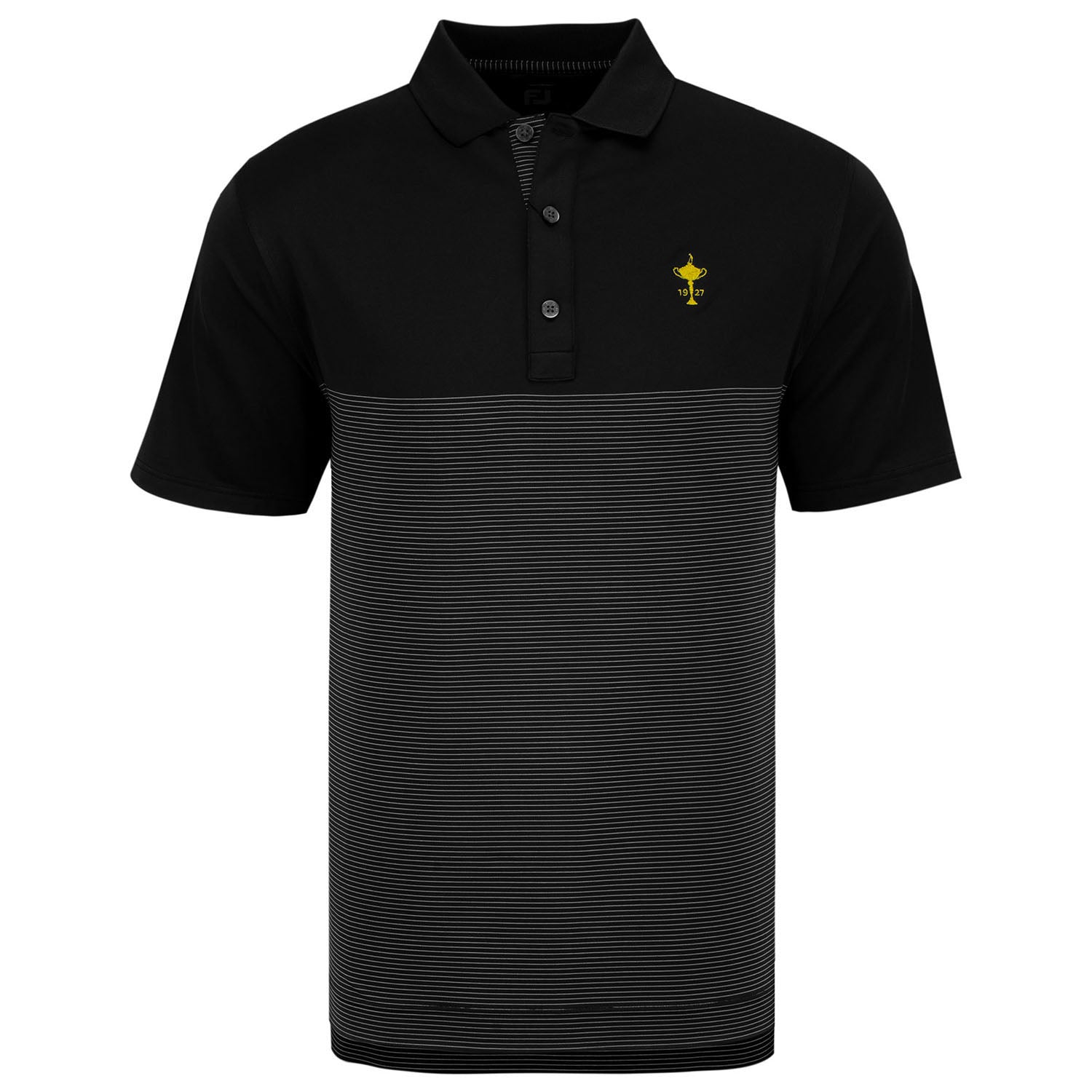 Ryder Cup FootJoy Engineered Pin Stripe Polo in Black- Front View