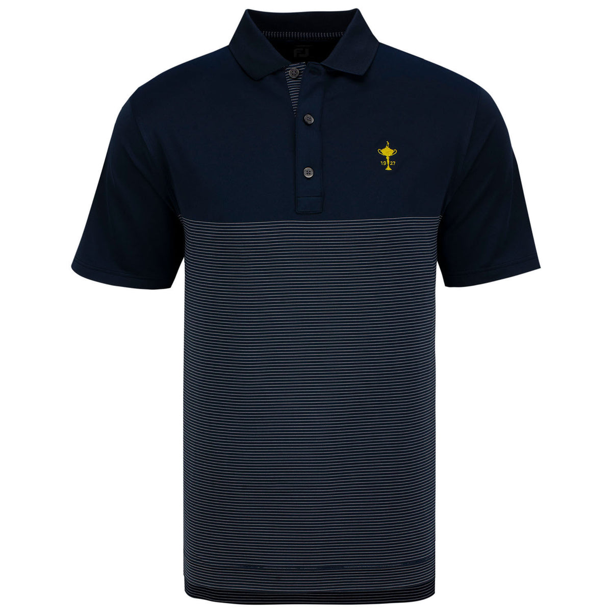 Ryder Cup FootJoy Engineered Pin Stripe Polo in Navy- Front View