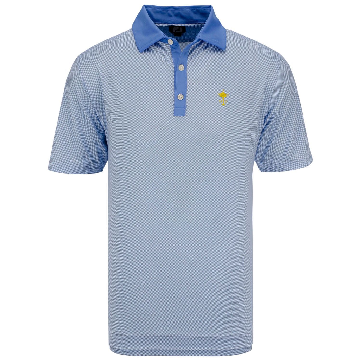 Ryder Cup FootJoy Stretch Mini Check Polo in Blue- Front View