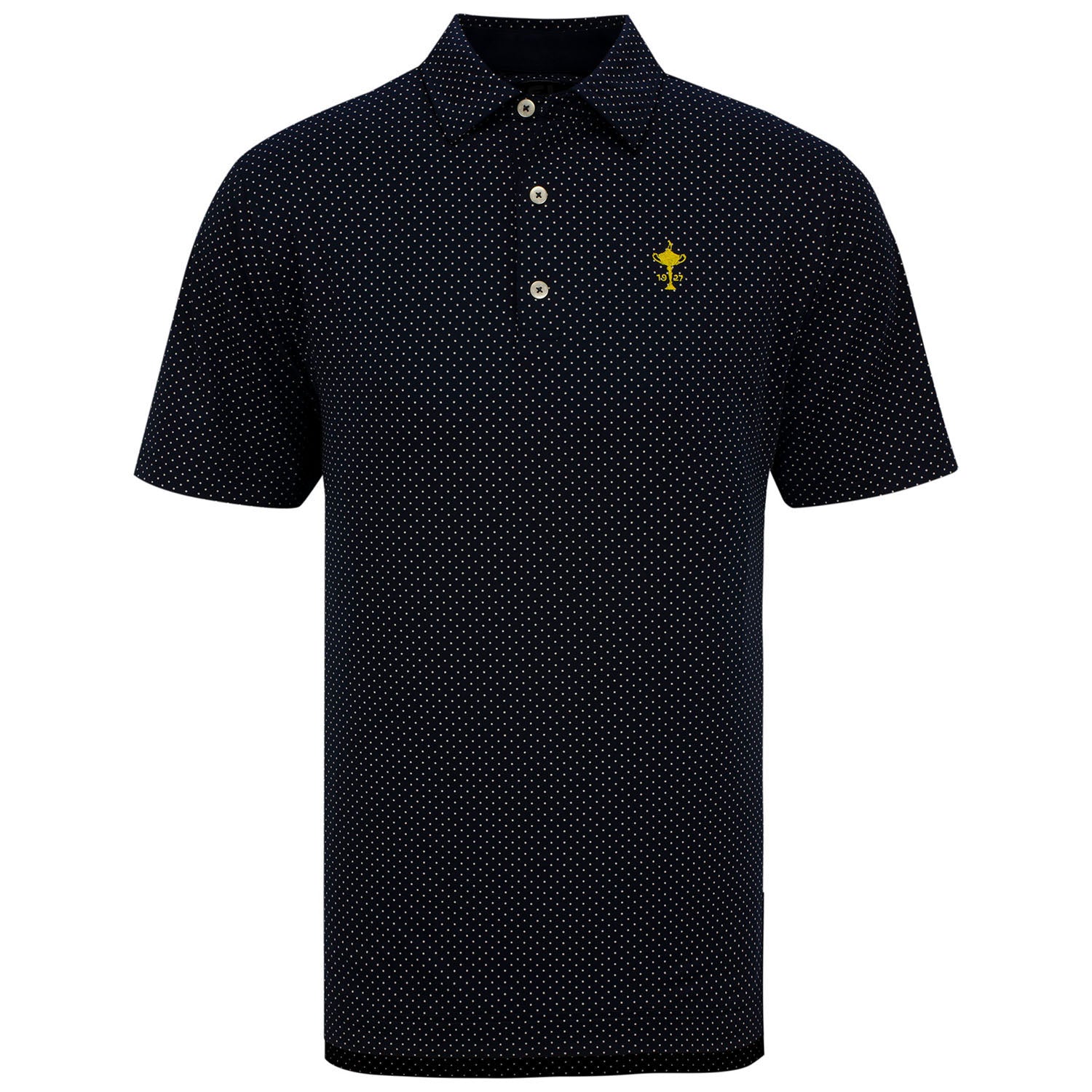 Ryder Cup FootJoy Stretch Dot Print Polo in Navy- Front View