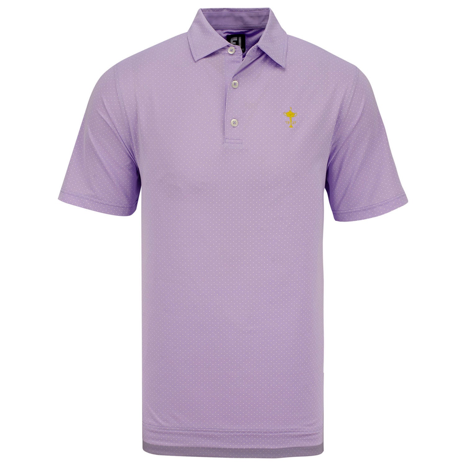 Ryder Cup FootJoy Stretch Dot Print Polo in Purple- Front View
