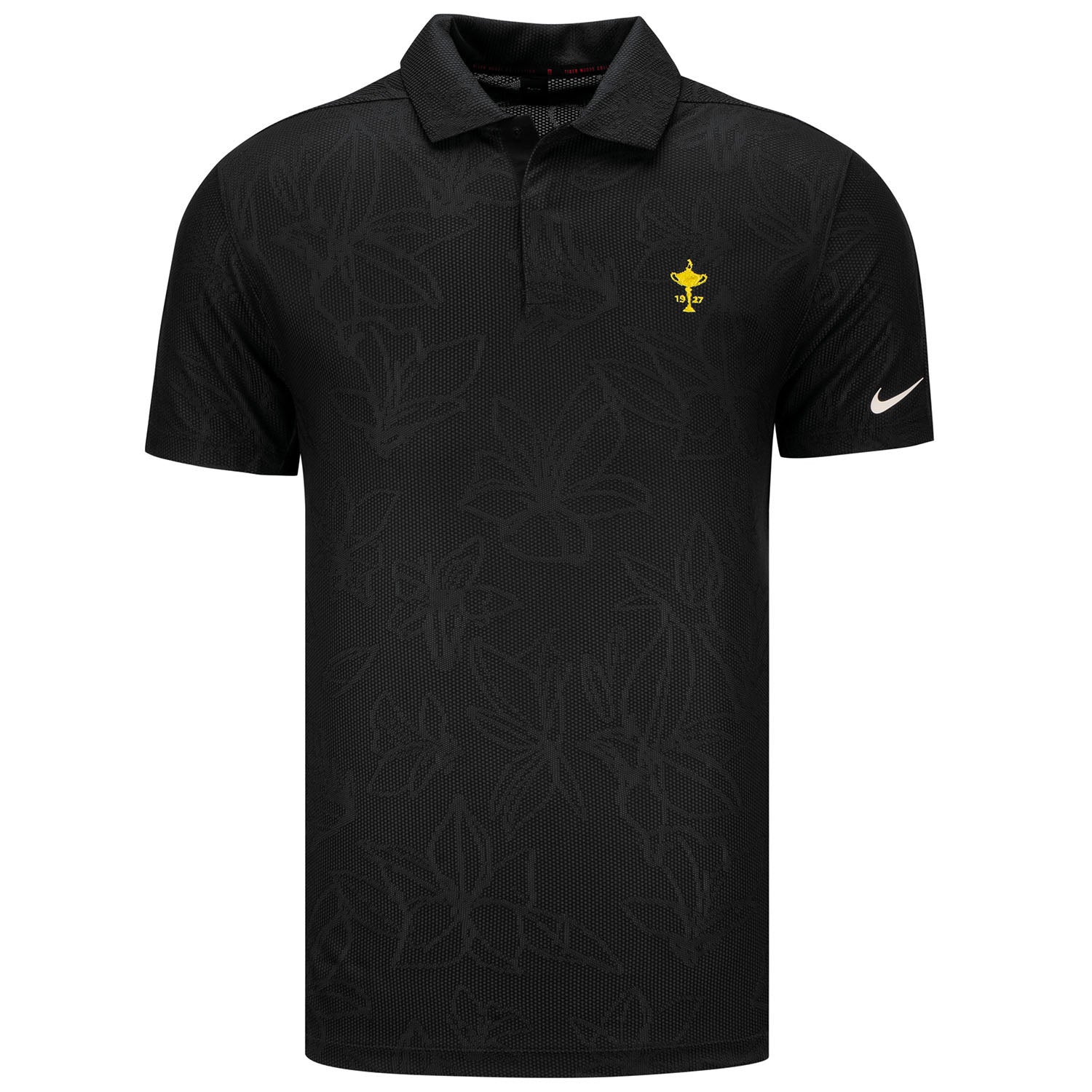 Ryder Cup Nike Tiger Woods Floral Jacquard Polo in Black- Front View
