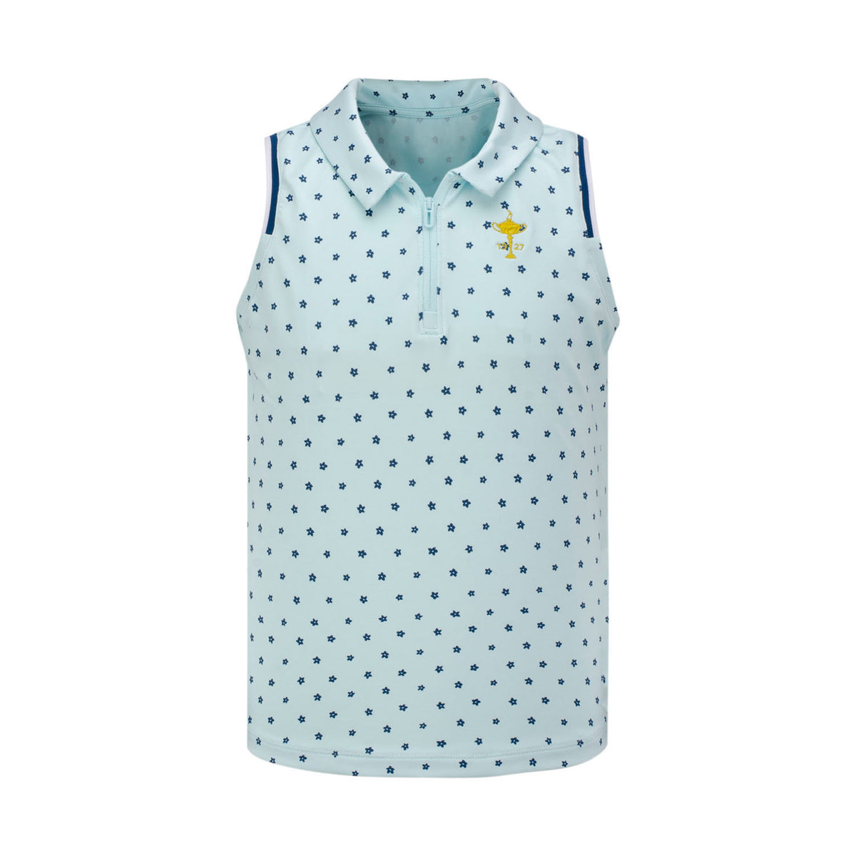 Ryder Cup Girls Youth Under Armour Zinger Dizty Floral Polo in Blue- Front View
